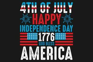 4to de julio contento independencia día 1776 Dios bendecir America vector