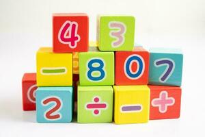 Math number colorful on white background, education study mathematics learning teach concept. photo