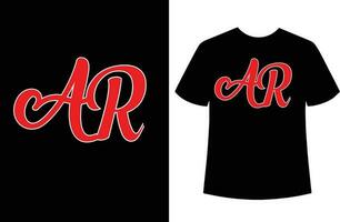 AR Letter t shirt design vector file