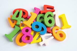 Math number colorful on white background, education study mathematics learning teach concept. photo