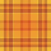 Plaid check pattern in orange and red colors. Seamless fabric texture. Tartan textile print. vector