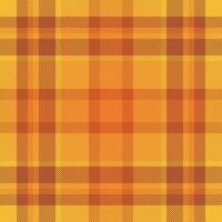 Plaid check pattern in orange and red colors. Seamless fabric texture. Tartan textile print. vector