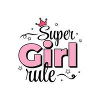 Super girl rule typography text icon label design vector