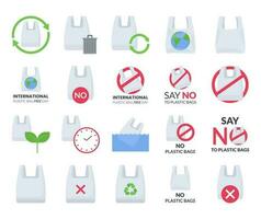 International plastic bag free day vector set