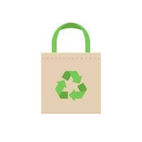 Cloth bag with recycle sign, International plastic bag free day related vector