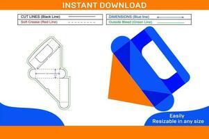 Cosmetic display box, gift and food packaging box template and 3D box design Box dieline and 3D box vector