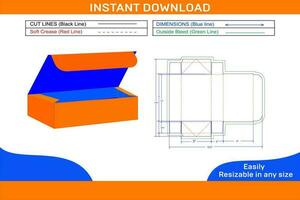 4 4 cono plegable bandeja parte superior pliegue caja dieline modelo y 3d caja diseño color cambiable y editable caja dieline y 3d caja vector