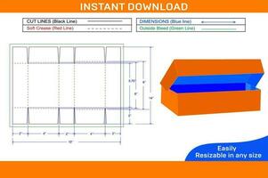 6 6 esquina plegable embalaje caja dieline modelo y 3d caja diseño fácilmente editable y redimensionable caja dieline vector