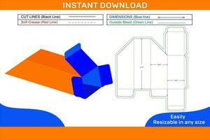 Creative gestanste or cosmetic box dieline template with 3D render file color changeable and editable Box dieline and 3D box vector