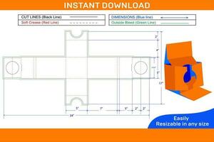 cc cemera embalaje caja dieline modelo y 3d caja color cambiable y editable caja dieline vector