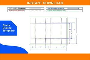 6 cornar corrugate packaging box dieline template and 3D box design easily editable and resizeable Blank dieline template vector