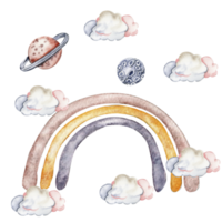 aquarelle main peint mignonne arc en ciel et cloudds.design pour bébé douche faire la fête, anniversaire, gâteau, vacances conception, salutations carte, invitation. png