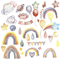 Watercolor hand painted cute rainbow. png