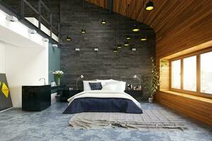 modern loft bedroom interior photo