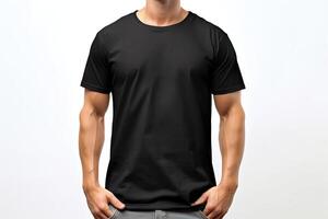 negro t camisa para tu diseños Bosquejo, ai generado foto