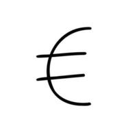 Escribiendo moneda dinero Finanzas firmar íconos euro, dólar, yen, libra recopilación. vector ilustración en mano dibujado dibujos animados garabatear estilo aislado en blanco antecedentes. para tipografía, negocio, logo.