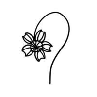 Flower in doodle outline cartoon hand drawn style vector