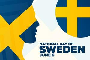 National Day of Sweden. June 6. Holiday concept. Template for background, banner, card, poster with text inscription. Vector EPS10 illustration.
