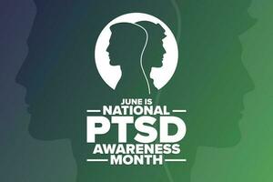 June is National PTSD Awareness Month. Holiday concept. Template for background, banner, card, poster with text inscription. Vector EPS10 illustration.