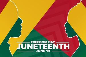 Juneteenth. Freedom Day. June 19. Holiday concept. Template for background, banner, card, poster with text inscription. Vector EPS10 illustration.