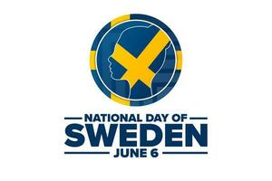 National Day of Sweden. June 6. Holiday concept. Template for background, banner, card, poster with text inscription. Vector EPS10 illustration.