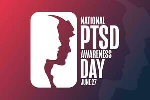 National PTSD Awareness Day. June 27. Holiday concept. Template for background, banner, card, poster with text inscription. Vector EPS10 illustration.