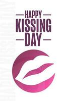 Happy Kissing Day. Holiday concept. Template for background, banner, card, poster with text inscription. Vector EPS10 illustration.