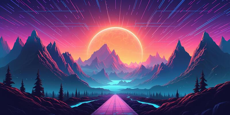 Retrowave synthwave back side view 80s vaporwave cyberpunk sunset  background Back to 80s concept wallpaper Generative AI Stock  Illustration  Adobe Stock