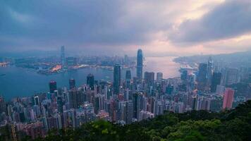 4K Time lapse Morning Sunrise over Hong Kong city taken from Victoria Peak. video