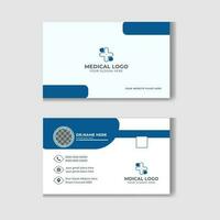 Blue and White modern business card, healthcare, Medical card template Free Vector