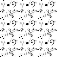 Music seamless pattern. Monochrome pattern with notes and treble clef. Vector illustration