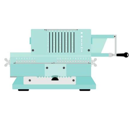 Adding machine flat. Calculator and accounting, cash register and bookkeeping. Vector illustration