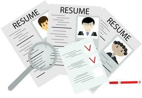 hora escoger currículum y CV vector