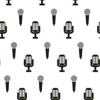 Vintage monochrome microphone seamless pattern. Audio and sound, karaoke background, vector illustration