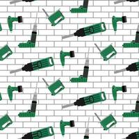 Power tools vector pattern seamless. Background pattern with power tools. Illustration seamless pattern brick wall