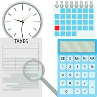 Tax flat design. Accounting money and taxation, calculator and finance. Vector illustration