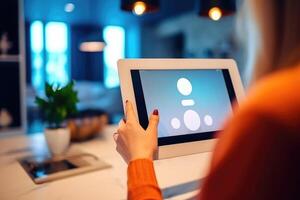 Home advisor, voice recognition, artificial intelligence device and internet. photo