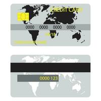 Credit card with silhouette world map vector