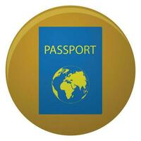 pasaporte icono con dorado mundo mapa vector