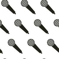 Seamless monochrome pattern vintage microphone vector