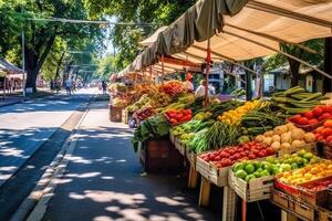 Local grocery market on street. photo