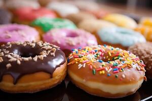 Colorful pattern of donuts, photo