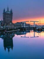 Early morning sunrise in the city center of Zierikzee, Zeeland, The Netherlands. photo