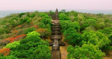 An aerial view of the Prasat Hin Phanom Rung, The most famous tourist attraction in Buriram, Thailand video