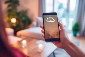 Home advisor, voice recognition, artificial intelligence device and internet. photo