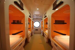 capsule hotel interior. photo