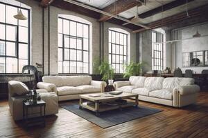 Interior of modern loft style living room , photo