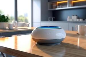 Home advisor, voice recognition, artificial intelligence device and internet. photo