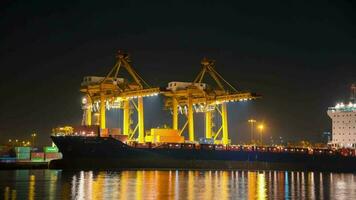 Time lapse 4k Video Containership at the Shipping port in Bangkok, Thailand