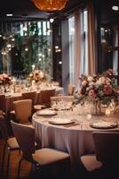 restaurante decorado para boda, generativo ai foto